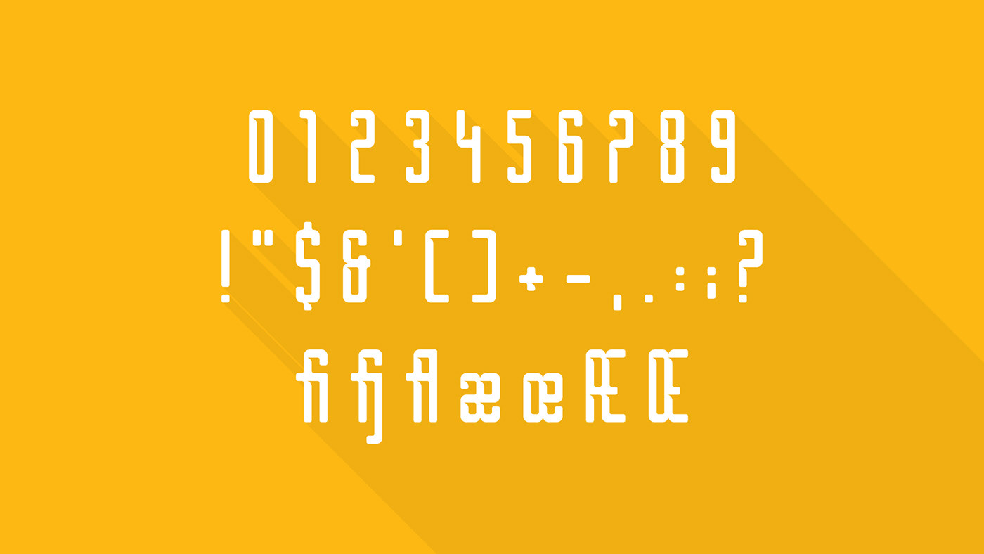 borg Typeface font alphabet lettering geometric Sweden hole cut minimal free curves yellow furniture ikea