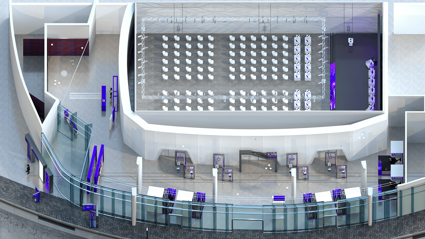 Event Stage Technology futuristic gate IoT booth design VRTechnology