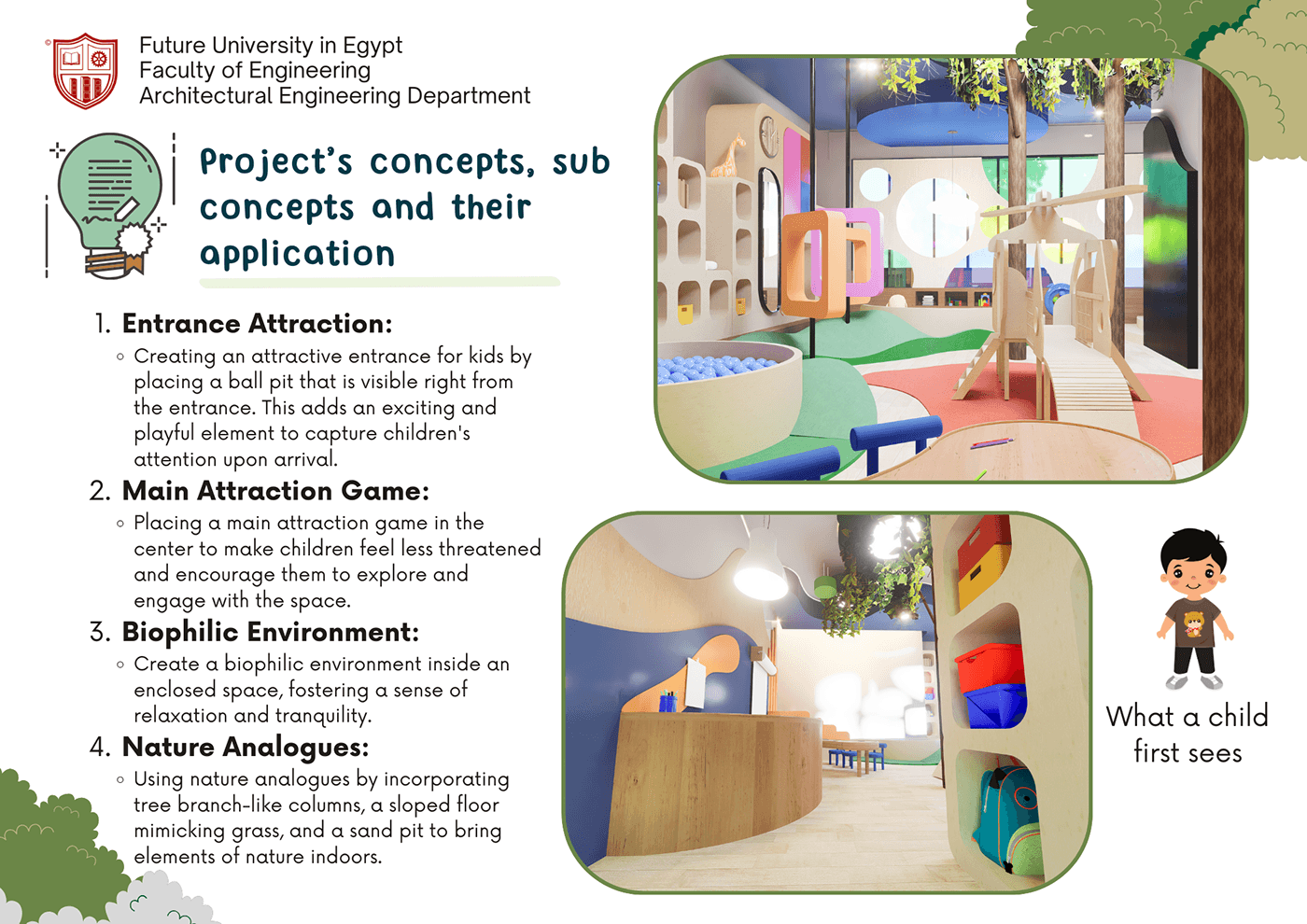 design architecture interior design  furniture Render 3D 3D Visualization Education daycare center daycare design