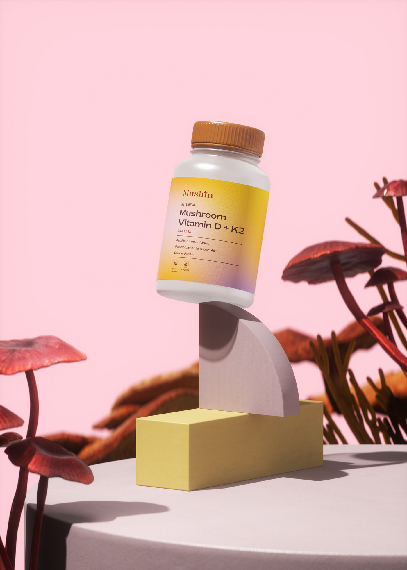 branding  mushroom vitamin supplement vitamins Wellness Health medical botanical packagibg