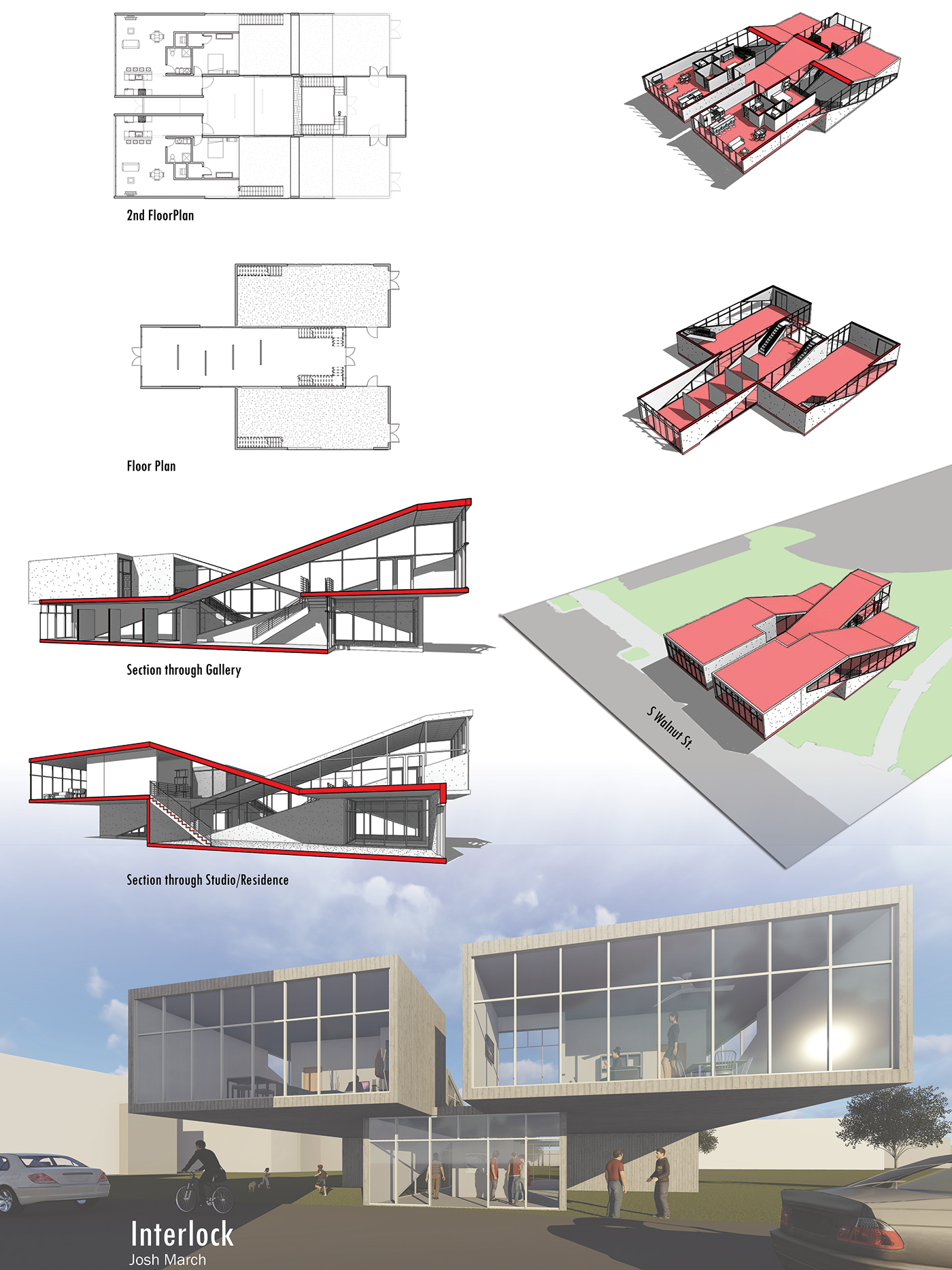 artist-in-residence architecture Muncie Ball State University Natural Light Green Roof revit lumion photoshop conceptual design