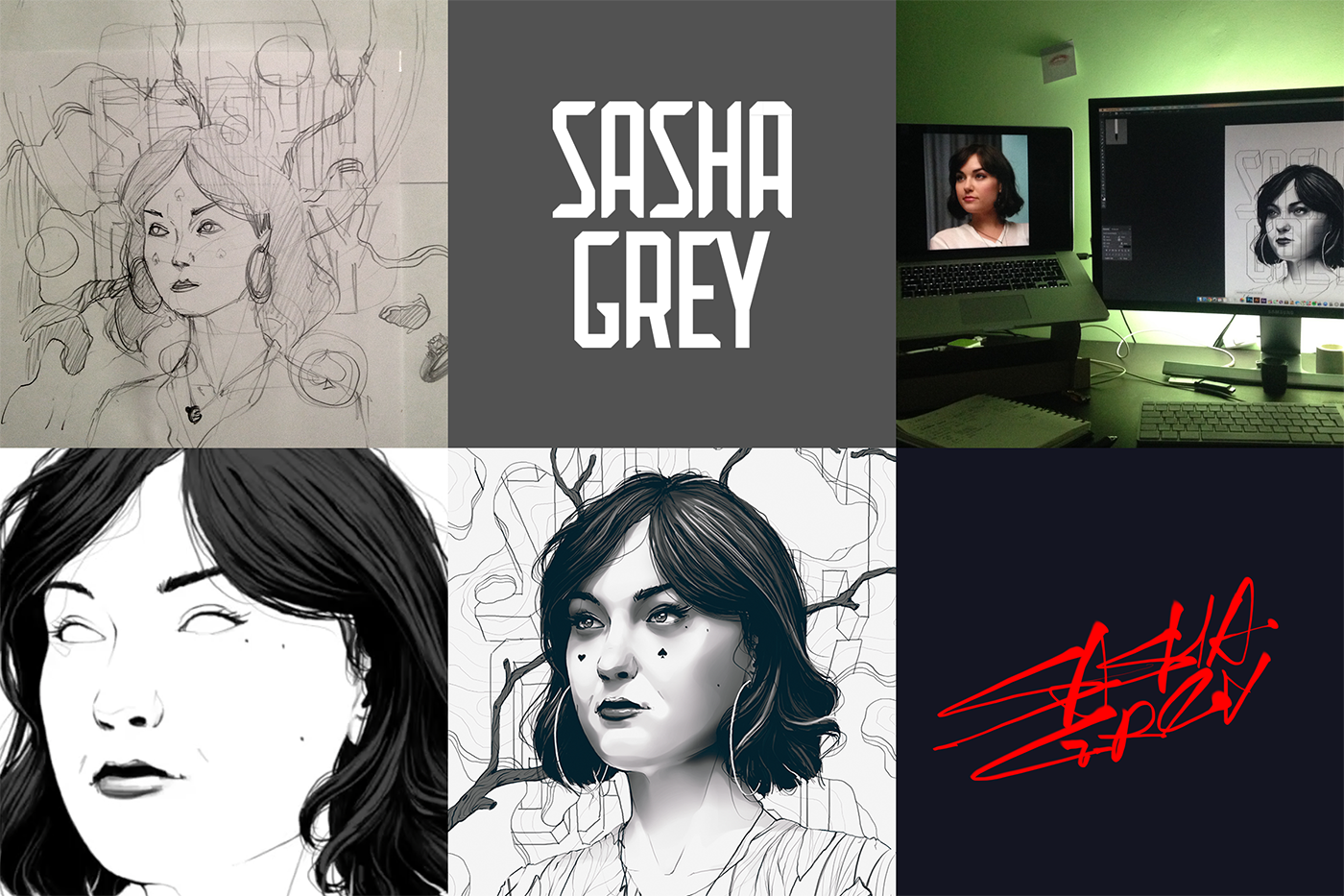 sasha Sasha Grey portrait beauty speedpaint speed timelapse face digital artwork detail porn star internet icon Icon