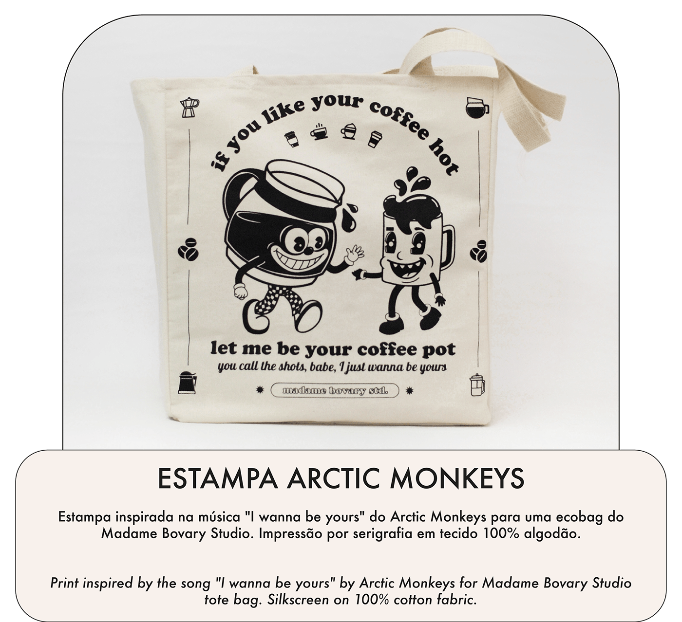 arctic monkeys arte bolsa desenho ecobag Estampa Ilustração moda pattern Tote Bag