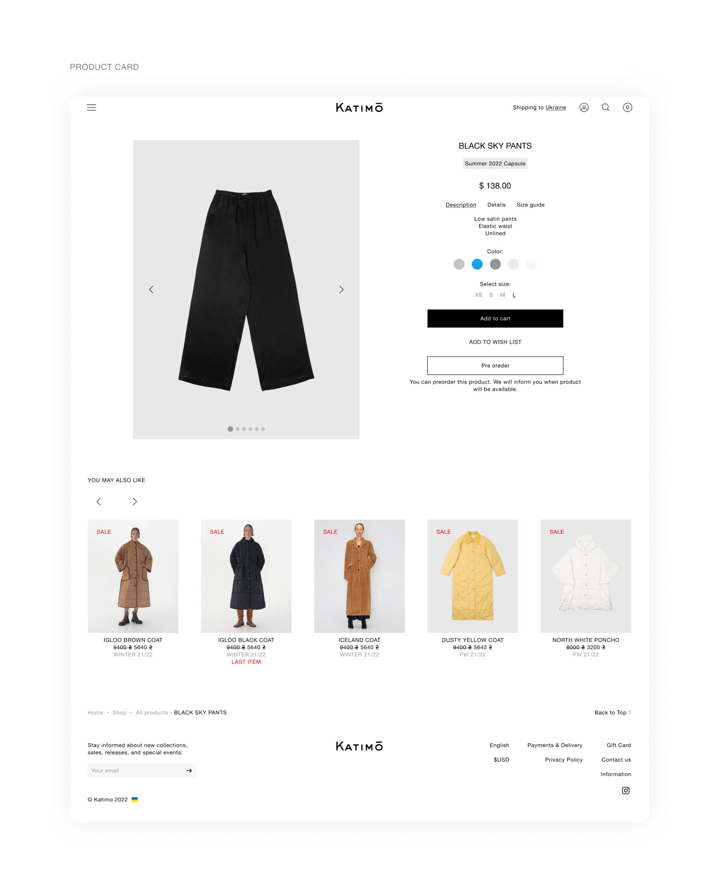 clothing. Design. e-commerse. fashion. katimo. ux/ui. Web. website.