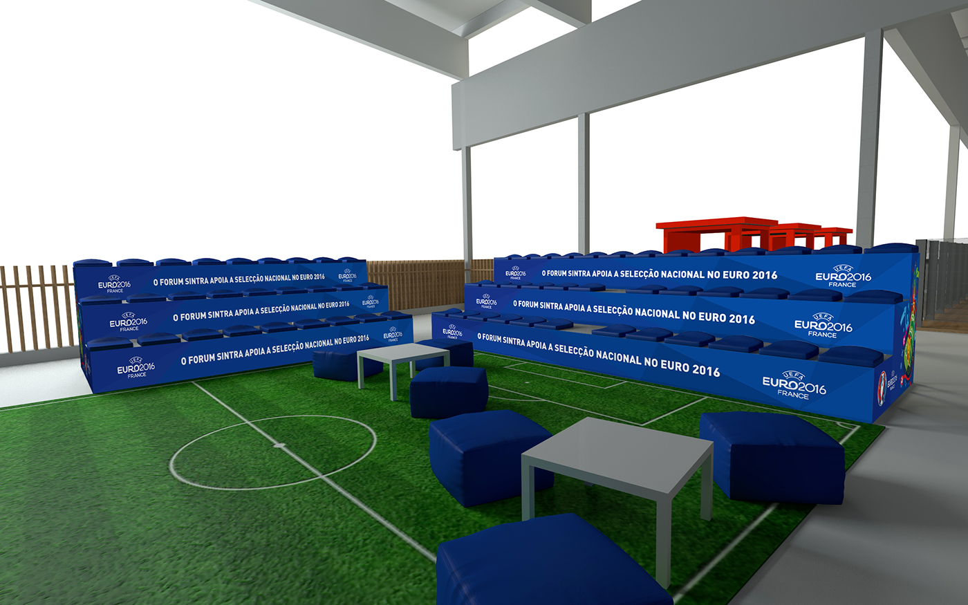 Euro2016 3D modelling branding  cinema 4d stadium people Forum Sintra arte digital