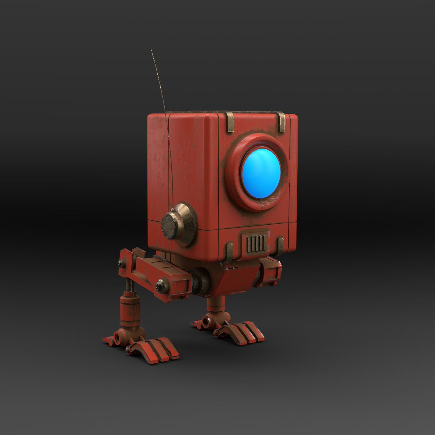 3D bot hard surface metallic modo orange robot welborne laguinday Character design