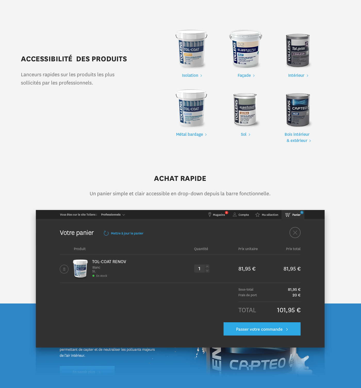 design graphique Web ux UI e-commerce peinture vente b2b Webdesign
