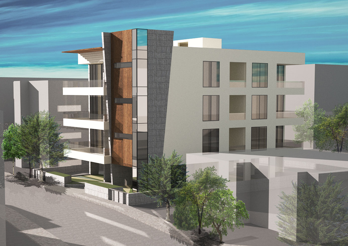 architecturaldesign design residentialdesign apartment building residentialbuilding Rhino3D rendering 3D