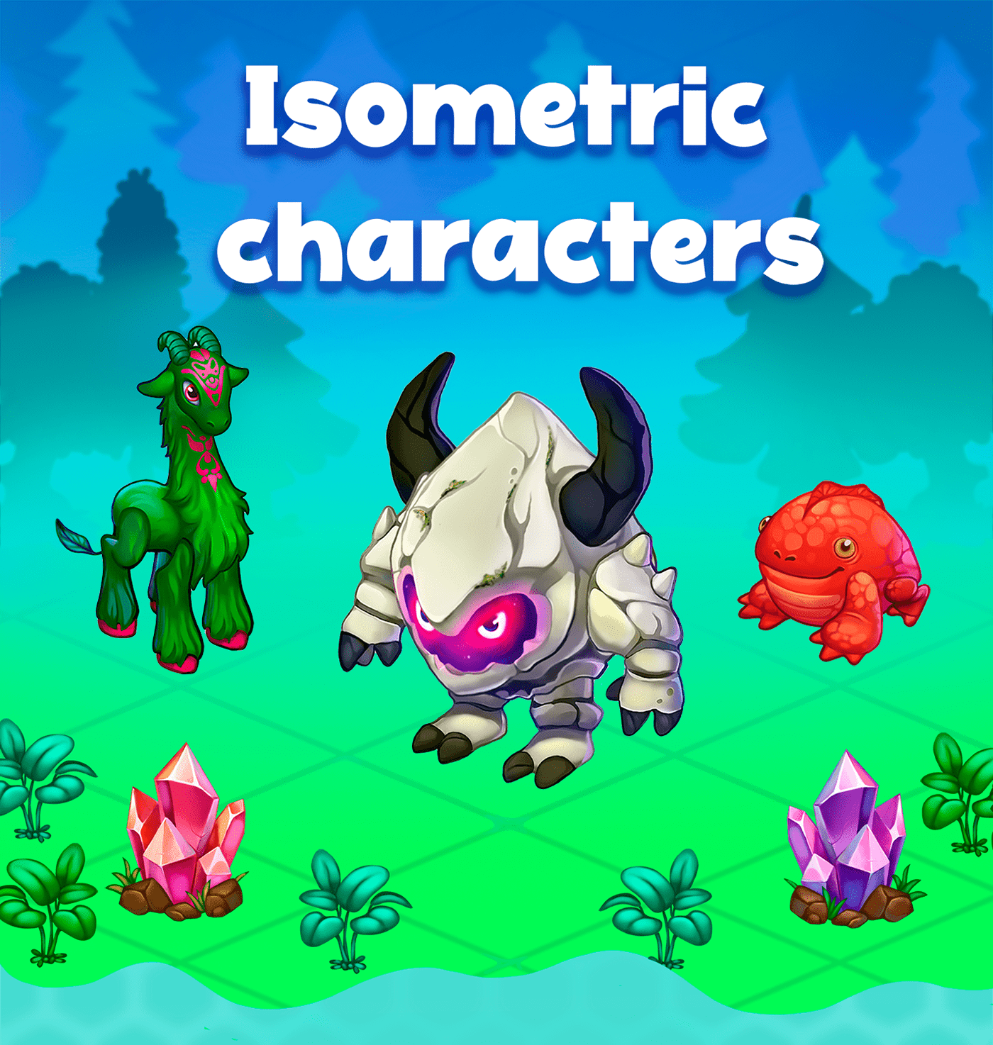 Game Art Isometric Character design  props 2D Digital Art 
