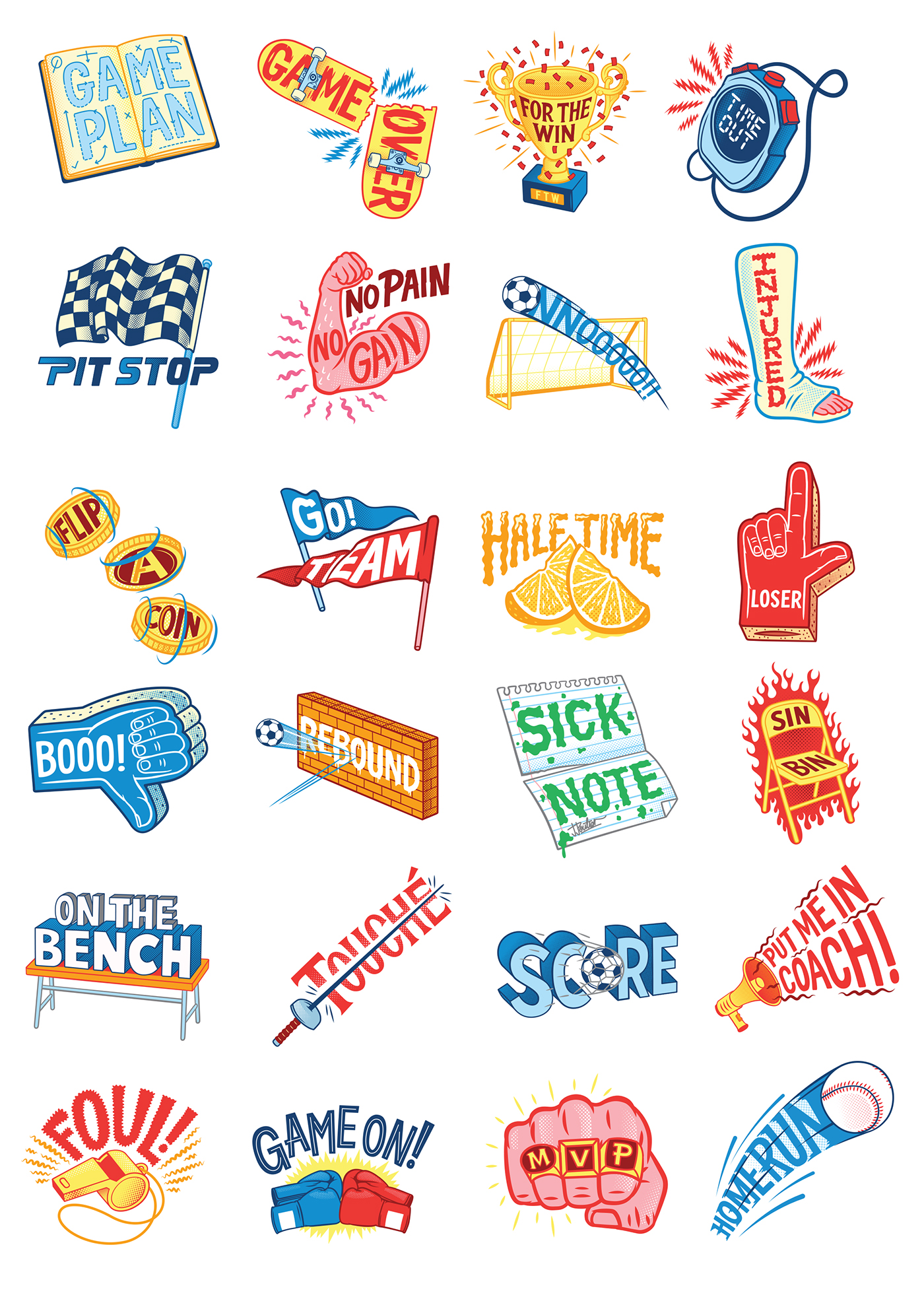 google Allo google allo stickers lettering hand type icons halftone justin poulter sports