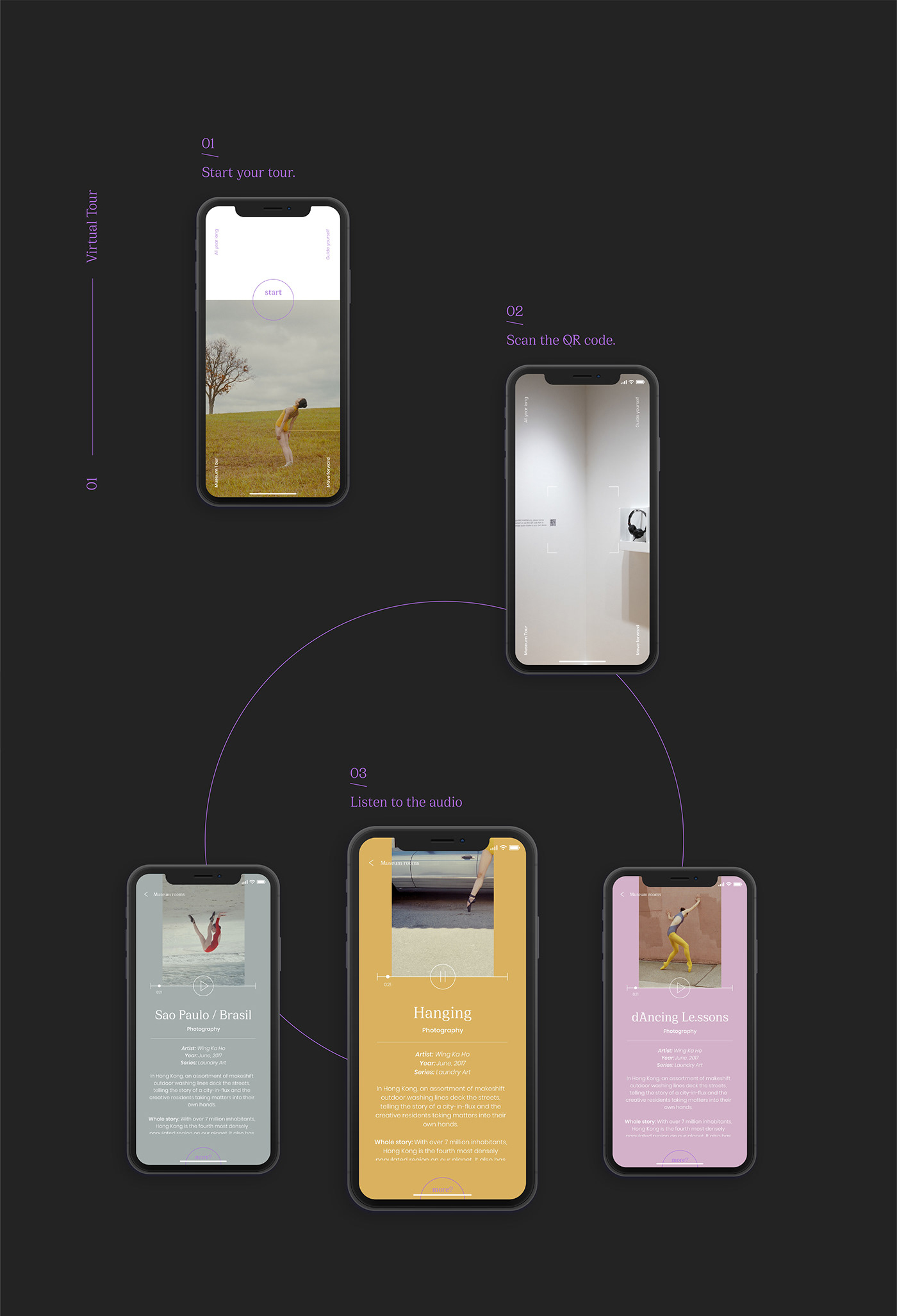 app museum ux UI Interaction design  mobile movement art student project