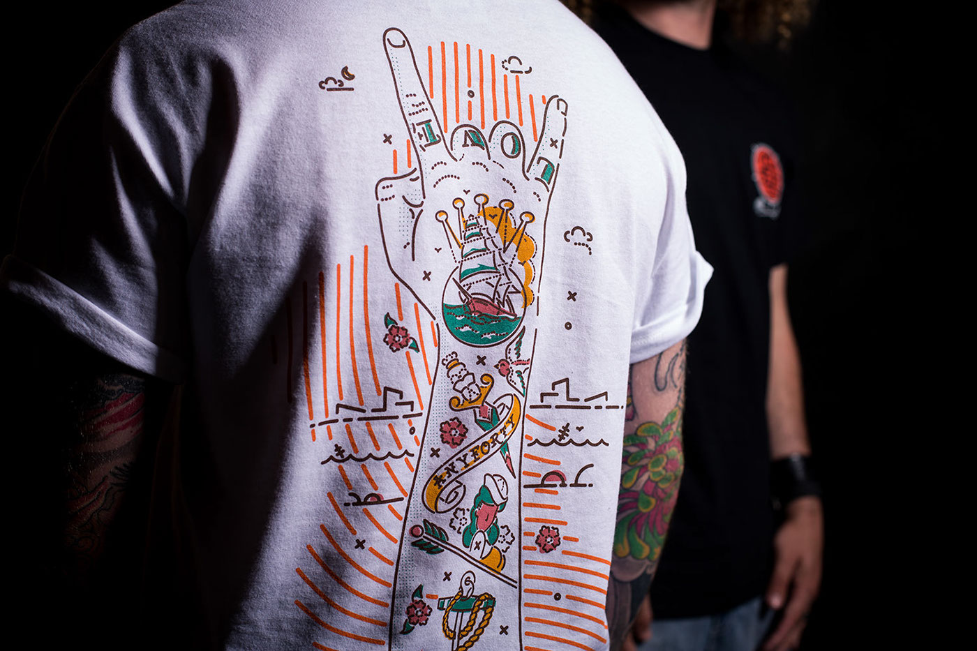 Anyforty artisourweapon Clothing streetwear colour and lines badge family t-shirt james oconnell manchester