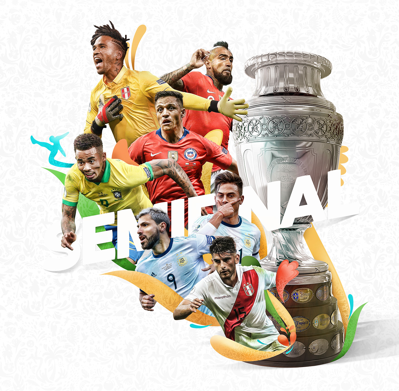 retouch design soccer copa america Brasil sudamerica Futbol messi Neymar cup