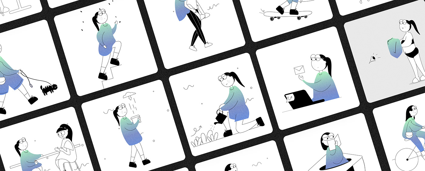 Character illustration kit minimalist Mobile app ui design UI/UX user experience vector