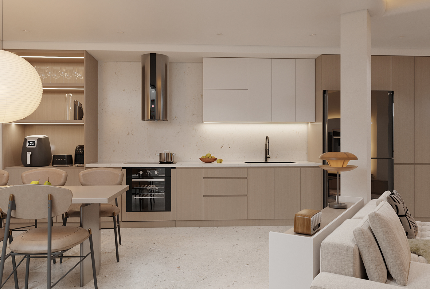 living room kitchen design interior design  corona 3ds max