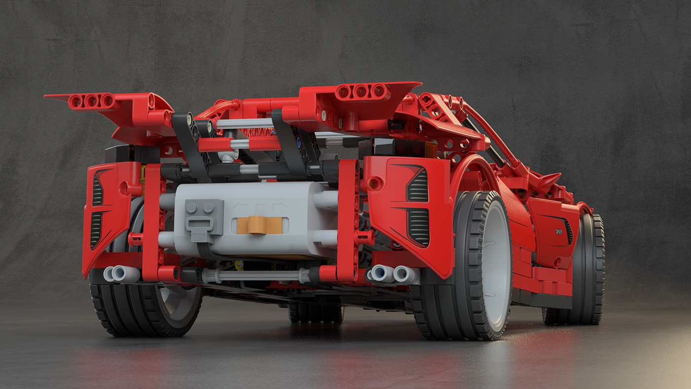 LEGO toy model car technic scene Maya vray 3D LEGOLAND