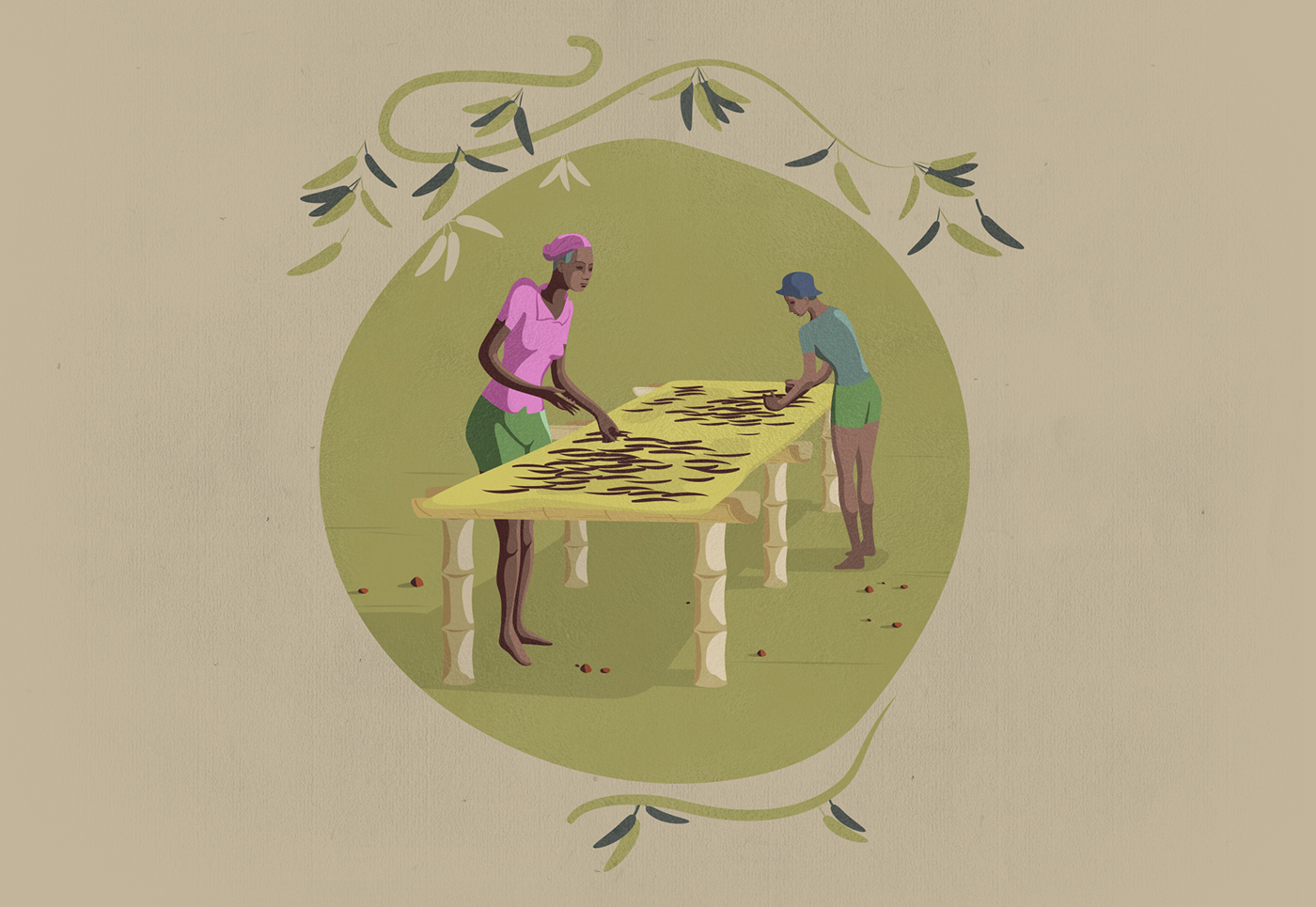 madagascar africa africans vanilla harvester Flowers Vector Illustration