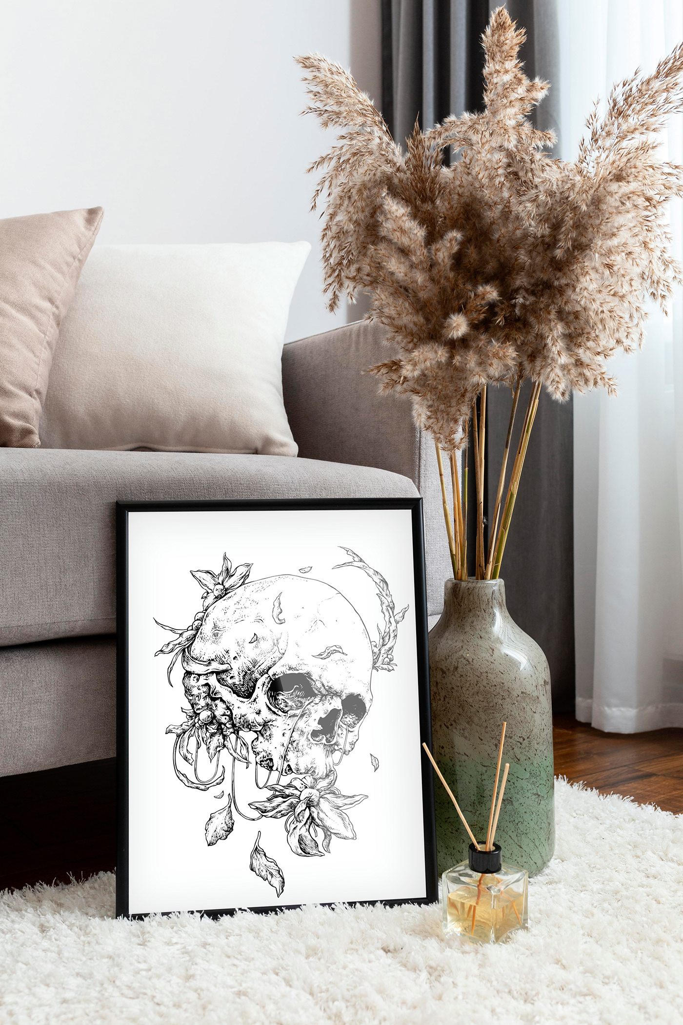 Nature botanical ILLUSTRATION  skulls prints etching posters for sale home decor decoration