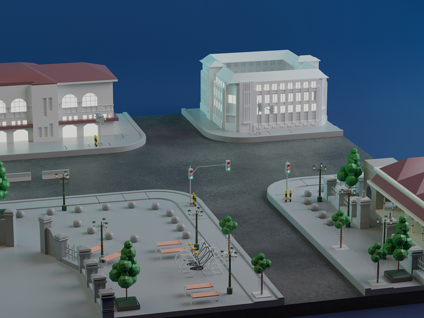 3D illustration 3d max 3D Miniatur city environment Low Poly