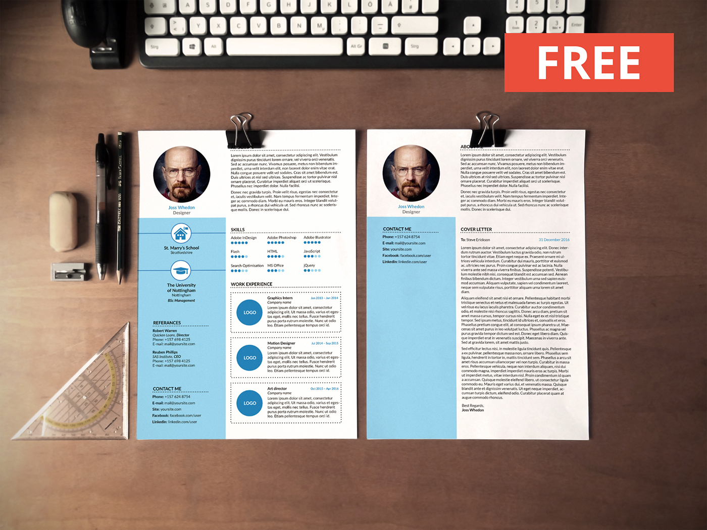 Resume CV freebie free template Layout cover letter