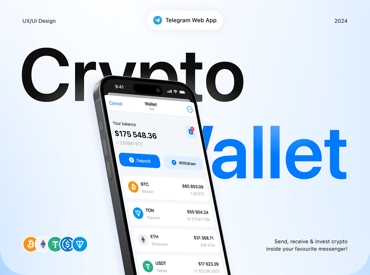 Telegram ux/ui ui design crypto WALLET Telegram bot bitcoin finance twa Telegram Web App