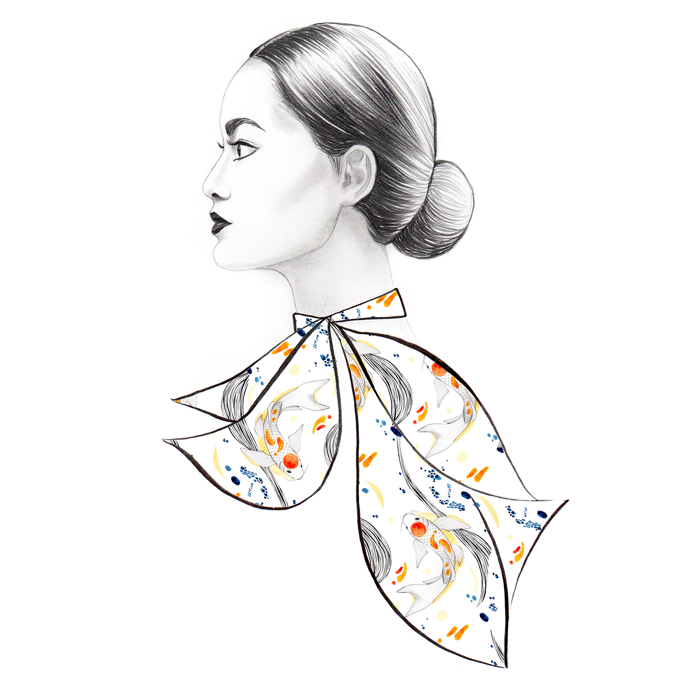 fashion illustration fashion print koi fish art portrait graphic art