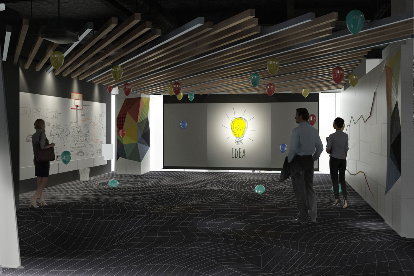 Office Interior design modular creative Space  Render 3dsmax