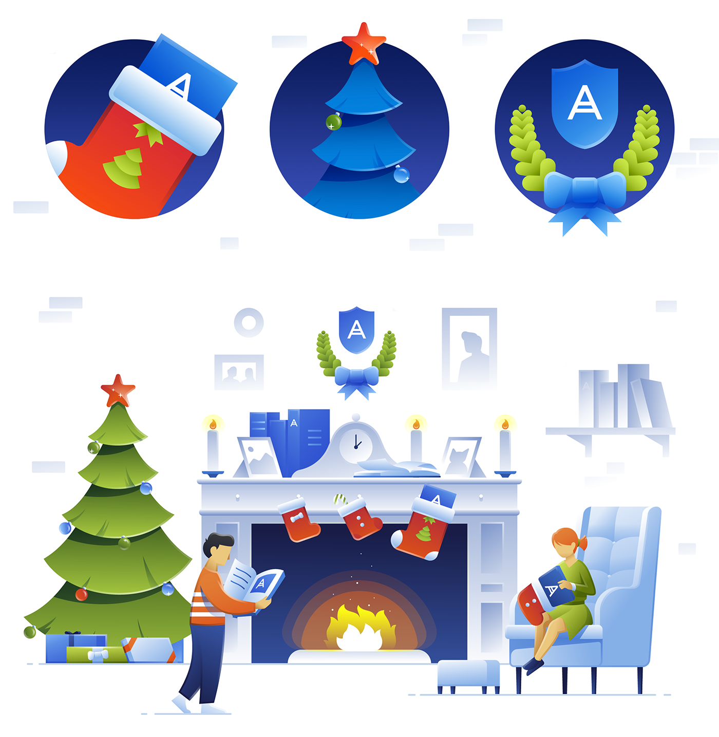 ILLUSTRATION  robot Character acronis Web Technology blue people newyear vector