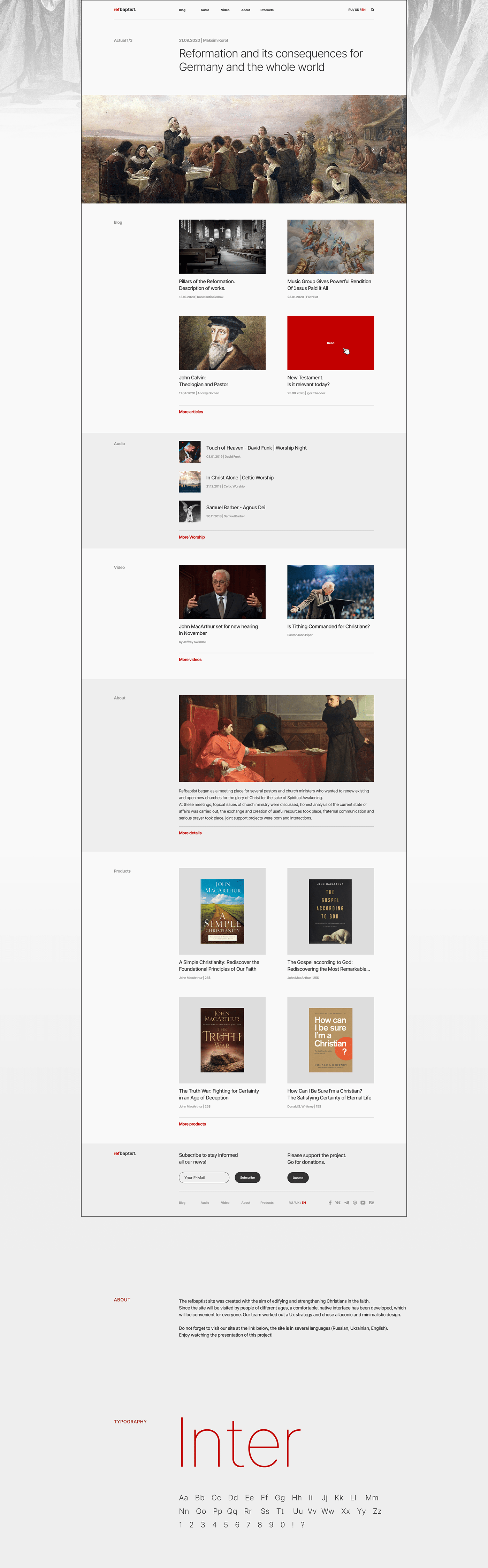 Blog Christian church design minimal Minimalism reformation UI ux Web