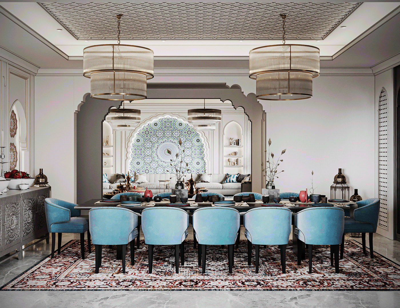 Morocco interior design  Interior living room architecture archviz visualization 3ds max corona Moroccan