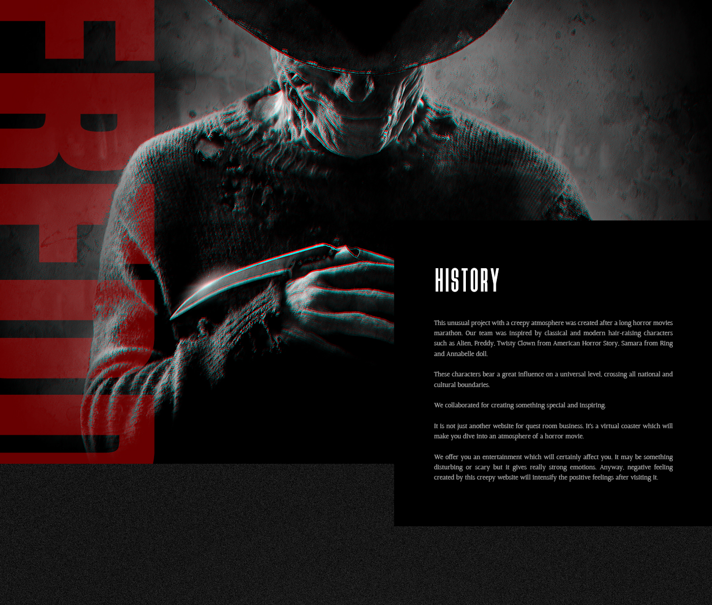 Web UI ux Interface IN inspire horror quest Website Scary