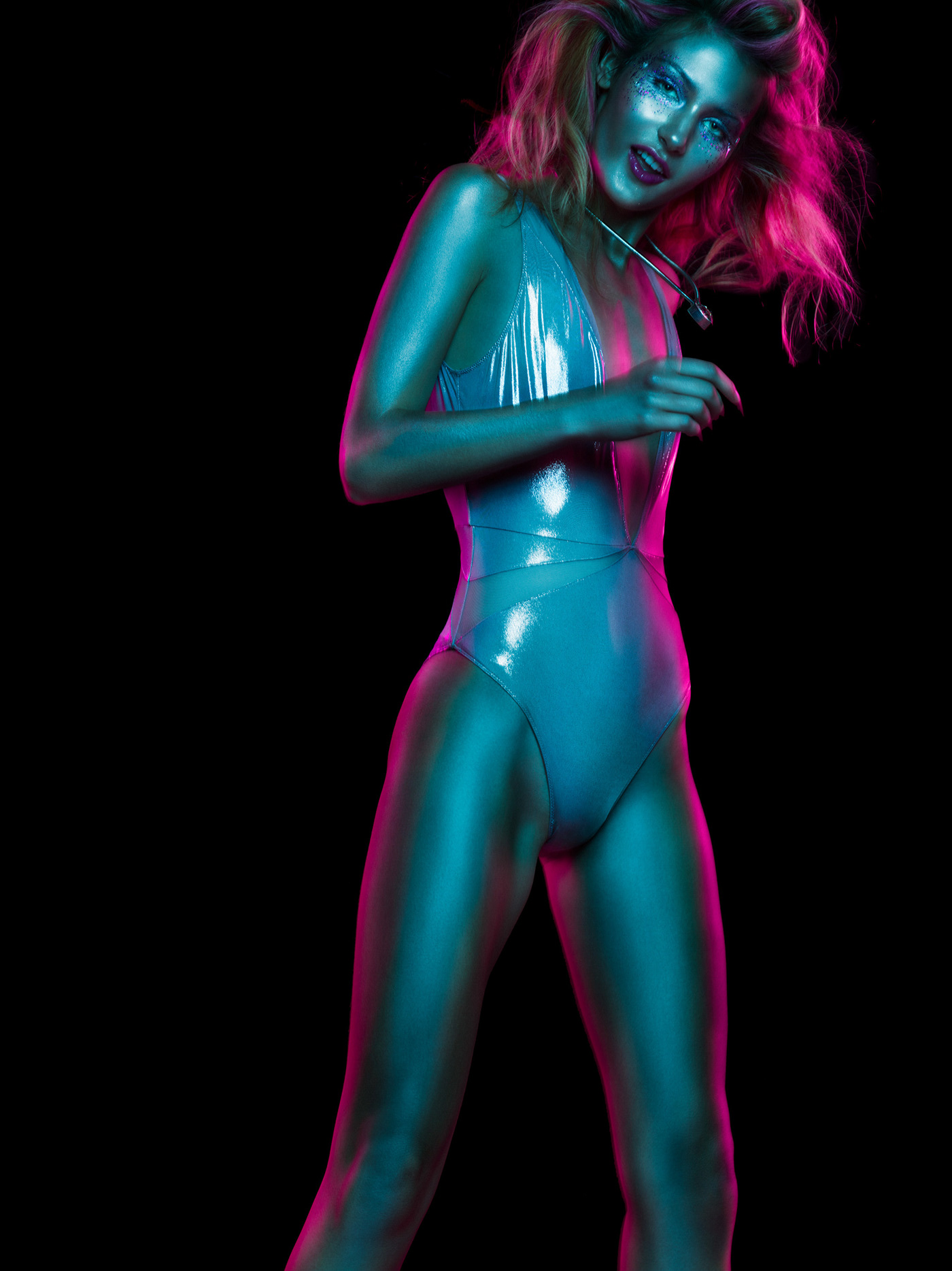 Fashion  model neon gel gels color crazy editorial