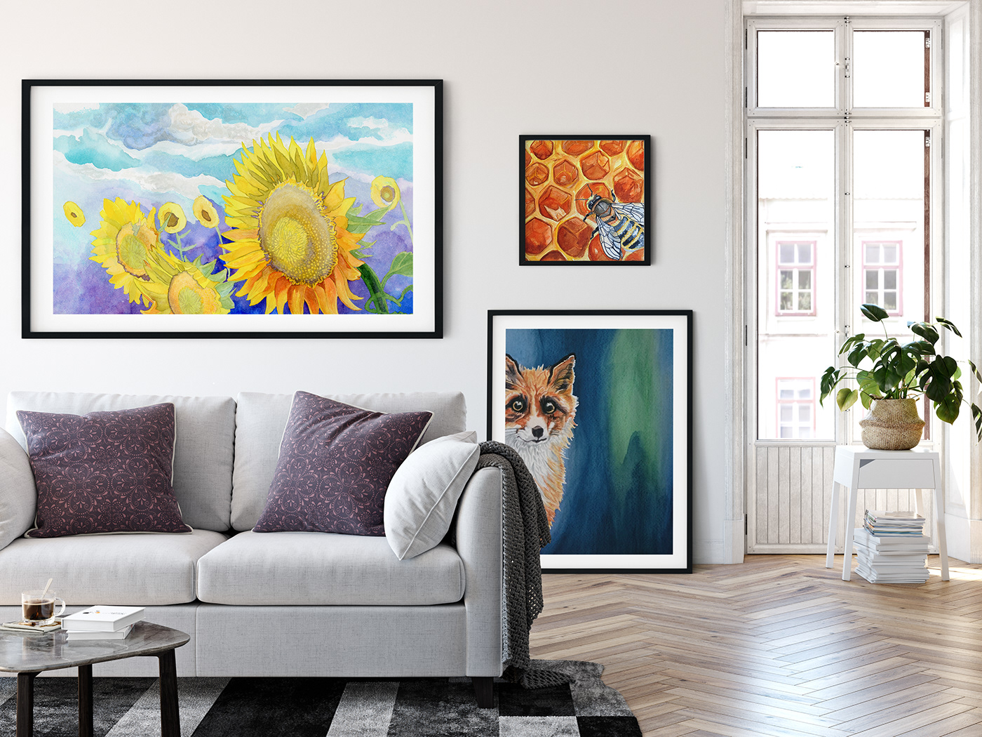 watercolor prints giclees mockups art painting   coloured pencil water soluble graphite artist painter flower art racoon art crow art flower racoon crow Canadian artist vancouver island Framed Art