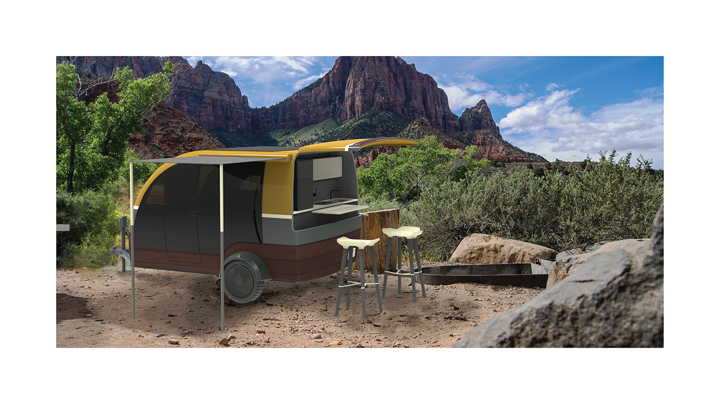 camper Travel Trailer camping Nature outdoors modern transportation living environment Wellness
