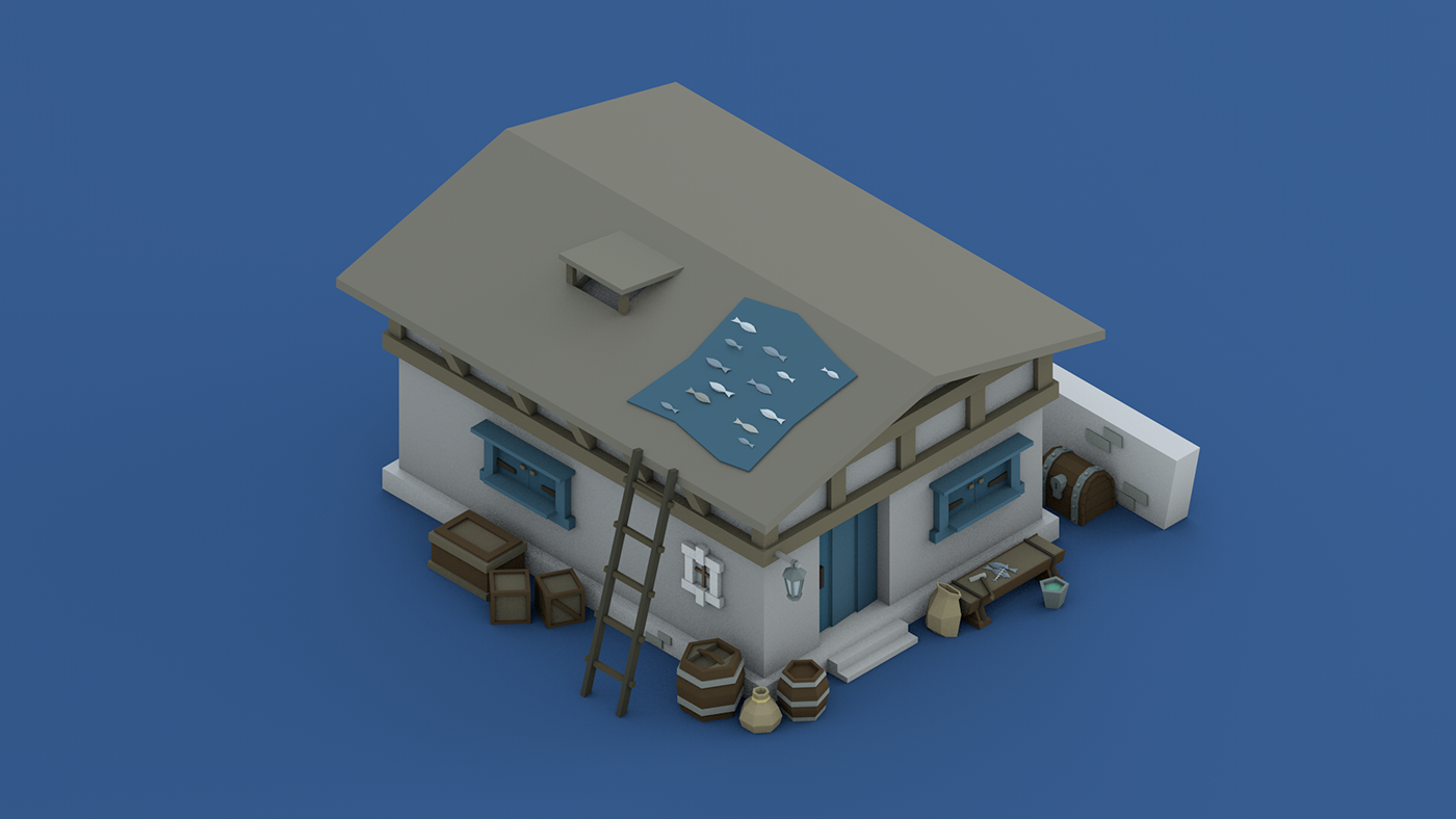 lowpoly pirates pirate asset 3D houses Nature ships black flag Low Poly