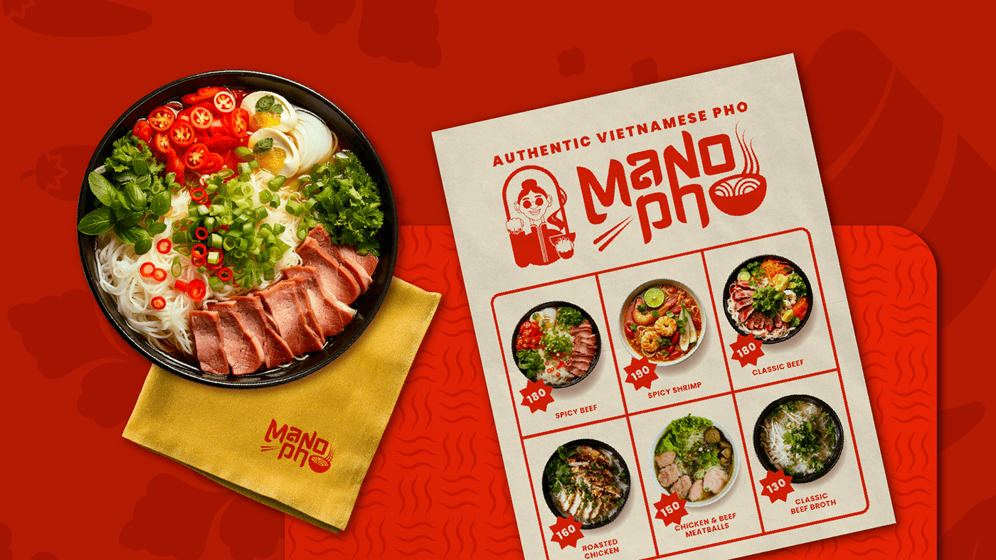 ILLUSTRATION  branding  Fast food vietnamese pho vector Adobe Photoshop product design  Packaging Adobe Illustra