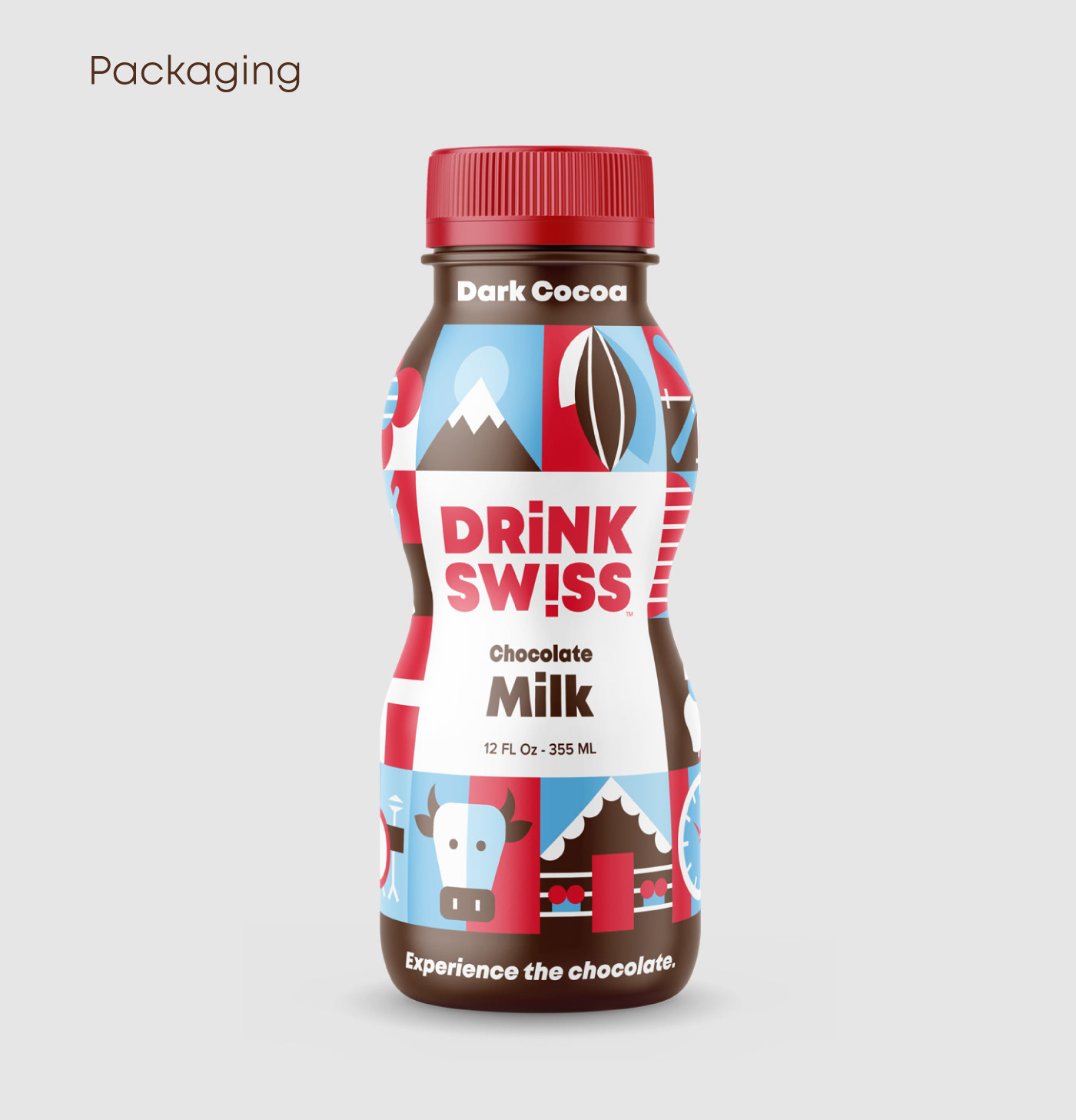 bottle chocolate colorful geometric grid milk Packaging pattern Switzerland vector