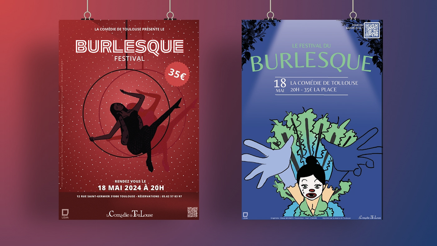 affiche Burlesque toulouse festival lisaa graphisme design Graphic Designer evenementiel