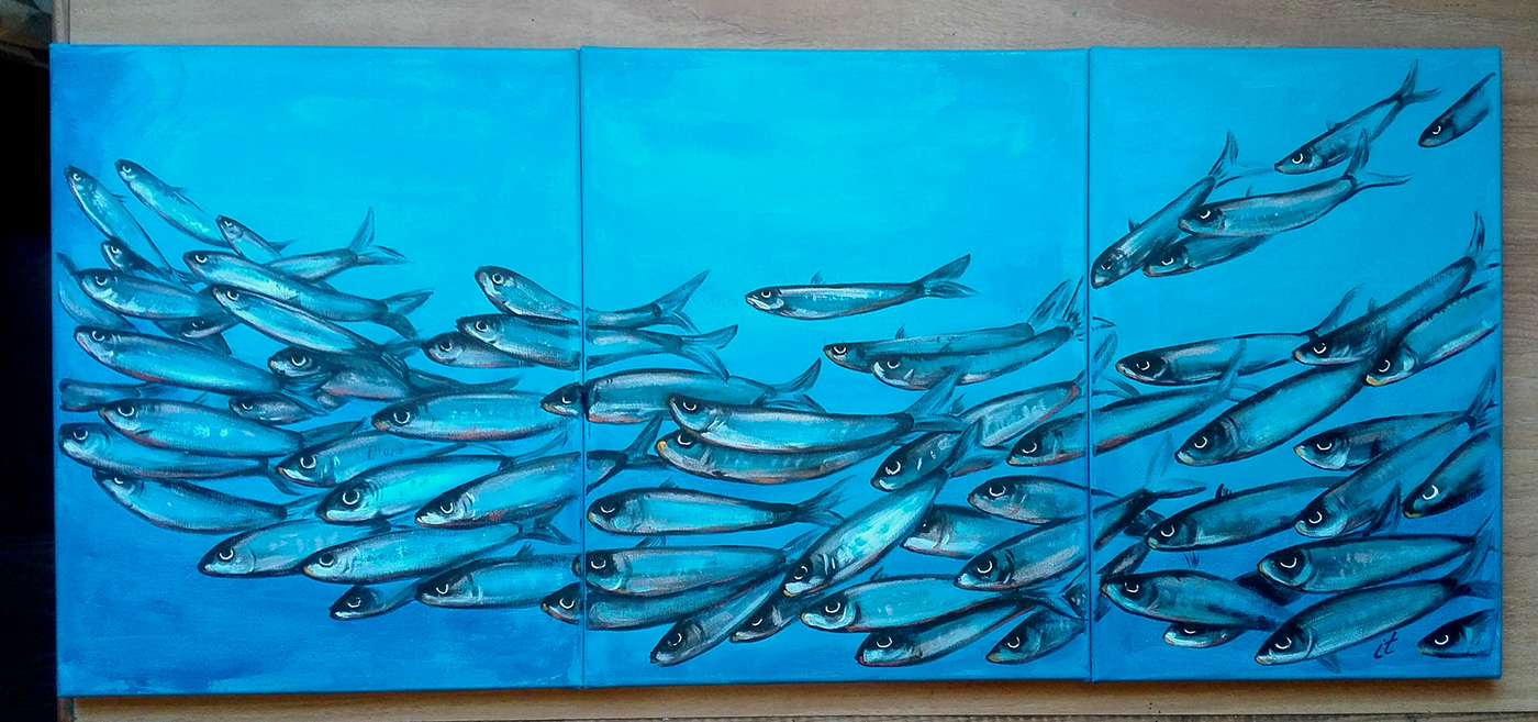 painting   on canvas acrylic fish
