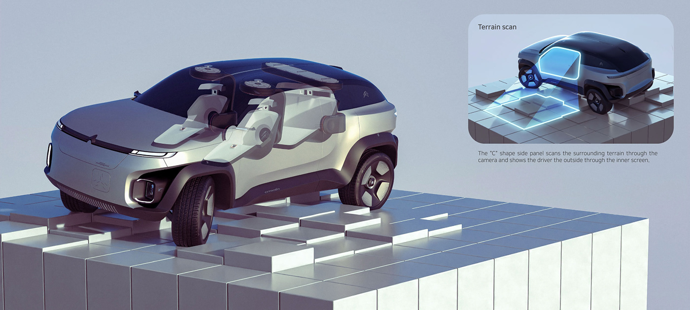 3D automotive   car design interior design  photoshop rendering sketch visualization suv Vehicle