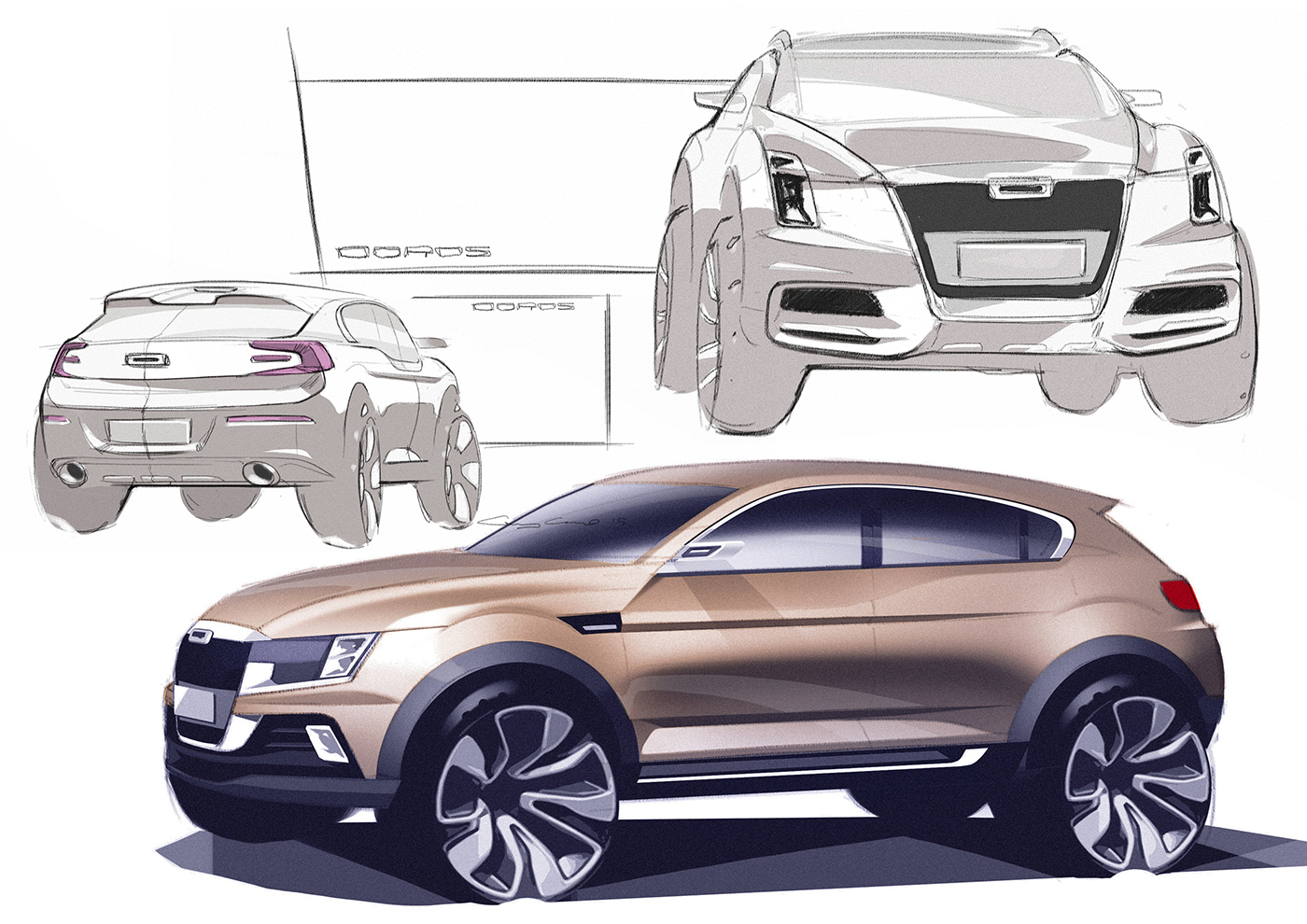 car design Transportation Design car sketch design sketch Qoros SUV design suv exterior design concept car