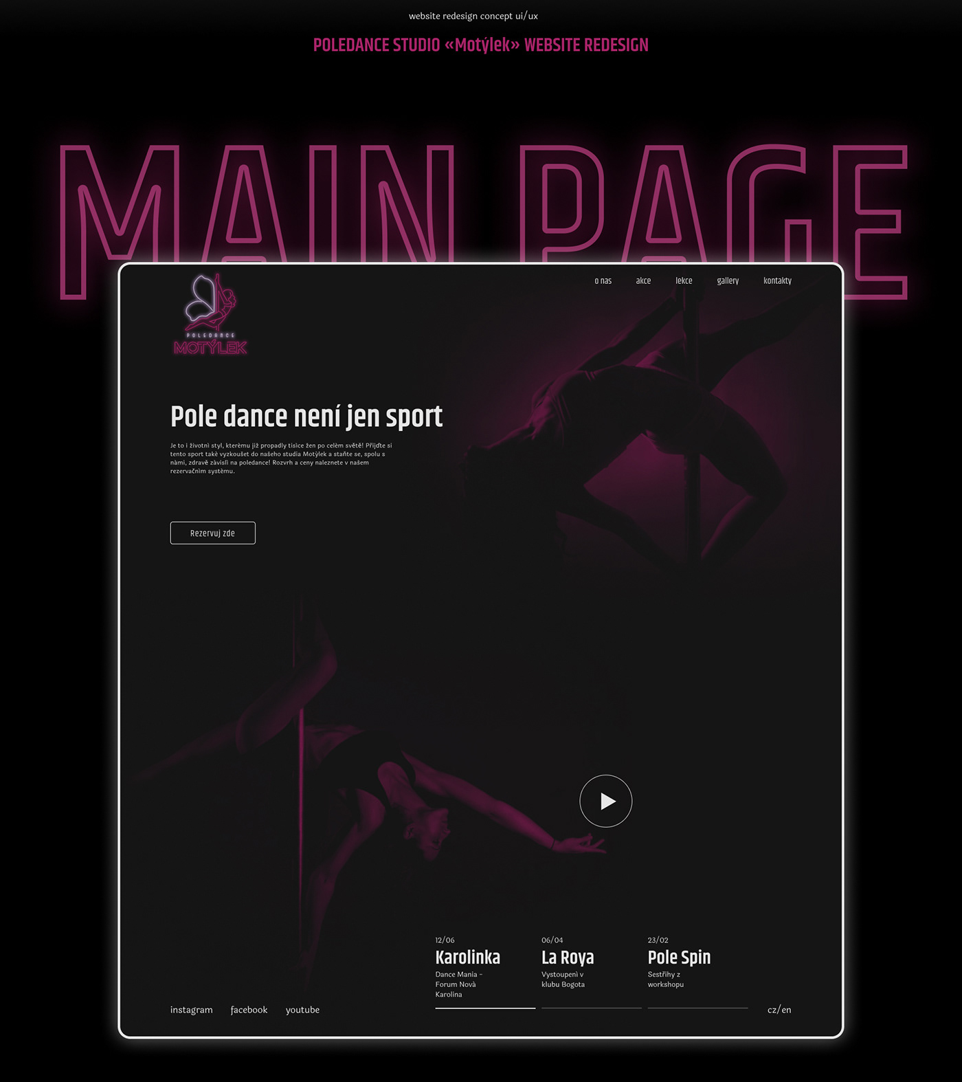animation  DANCE   poledance redesign UI UI/UX ux Web Web Design  Website
