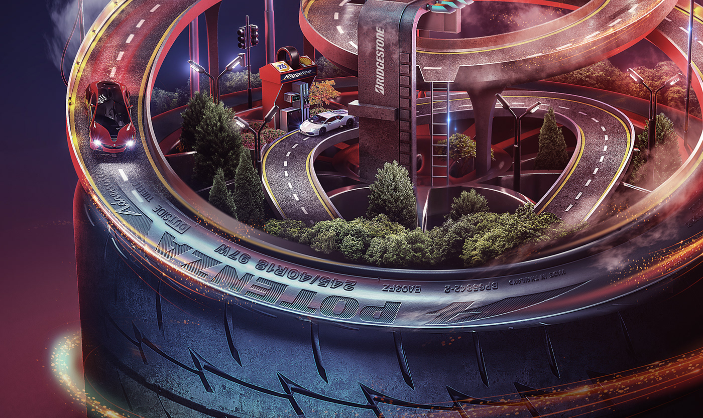 CGI tires automotive   Bridgestone Icon High Speed Goodyear meshlan dubai UAE