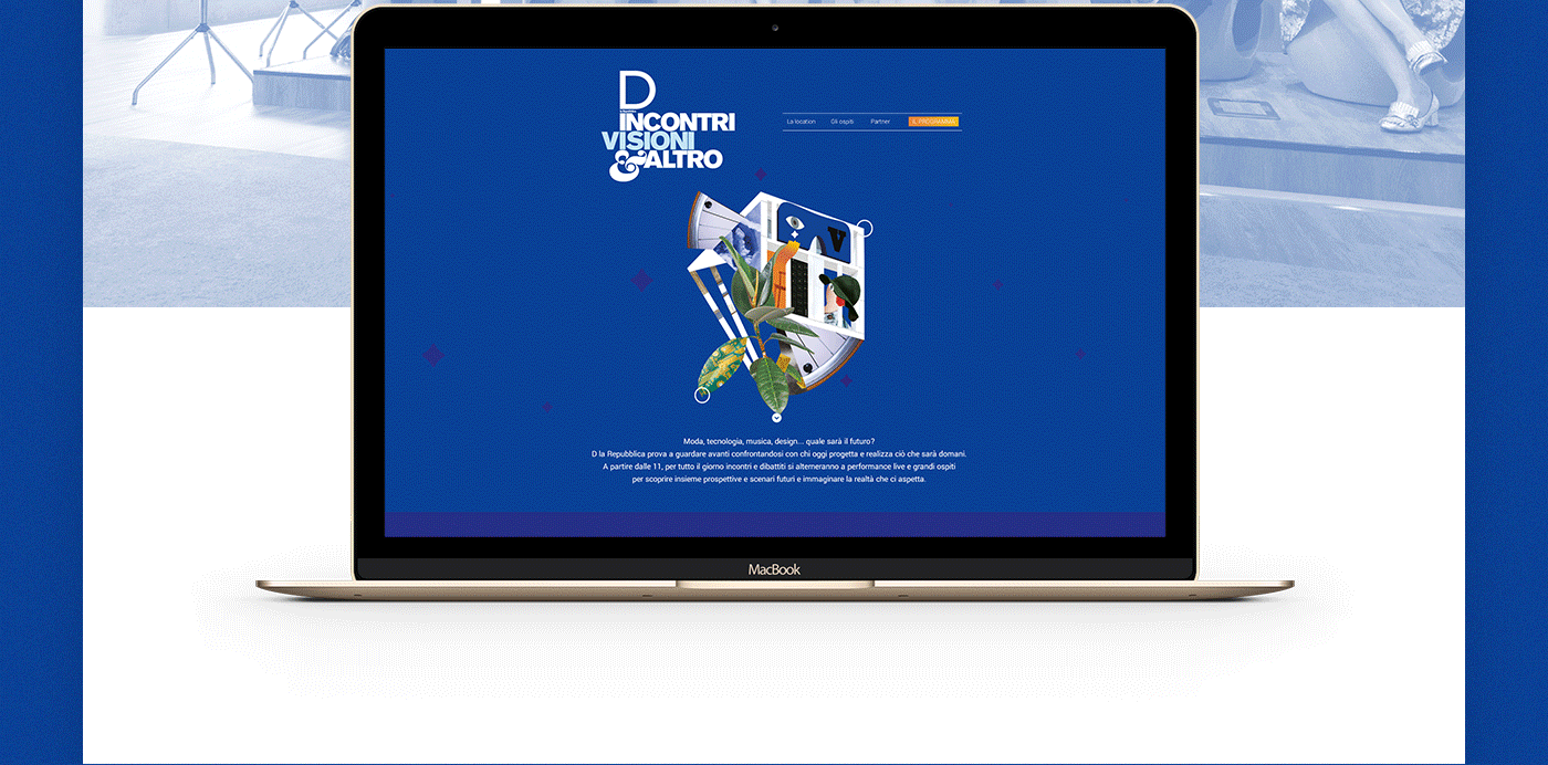 collage Website eye magazine La Repubblica ILLUSTRATION  Event pattern Minisite blue