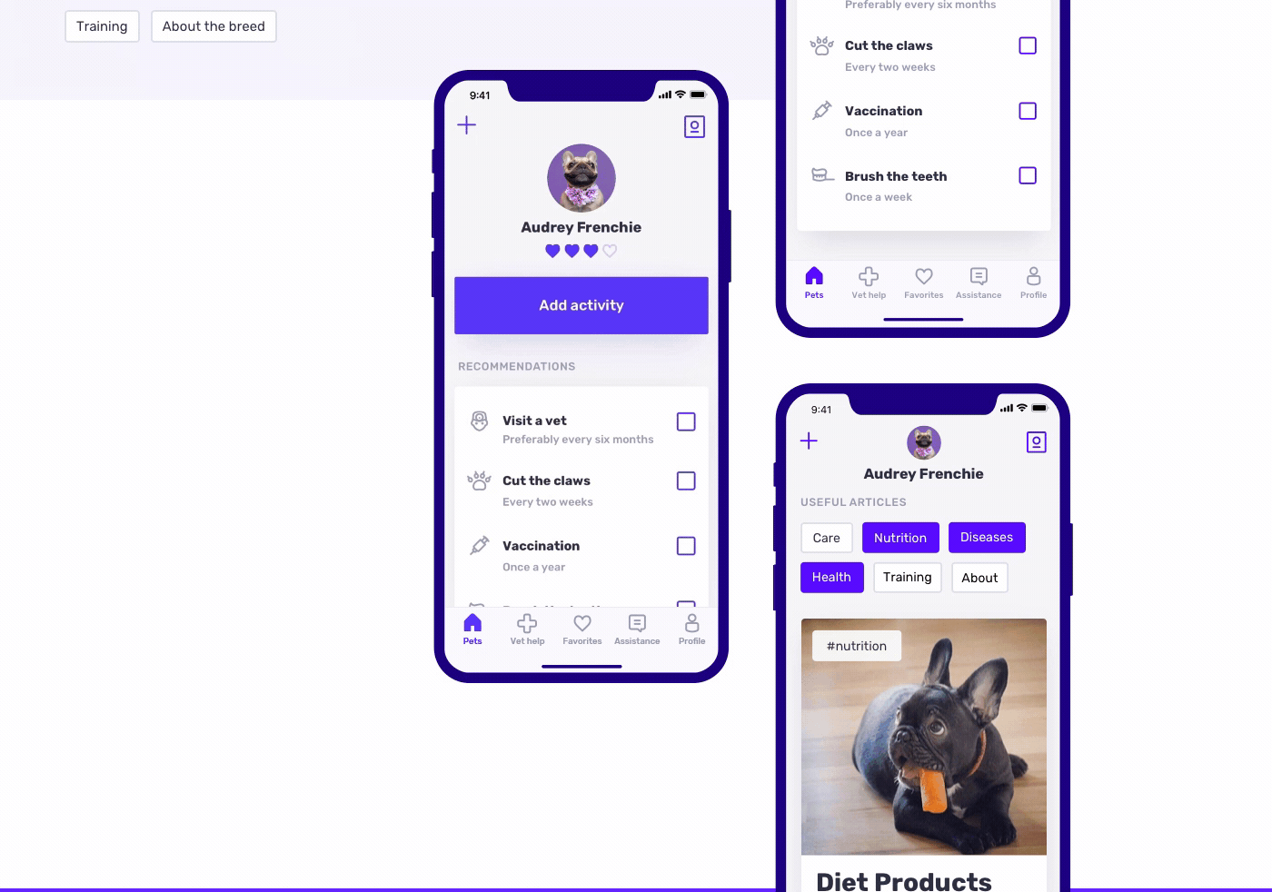 student pets app ios mobile design Platform UI ux interaction
