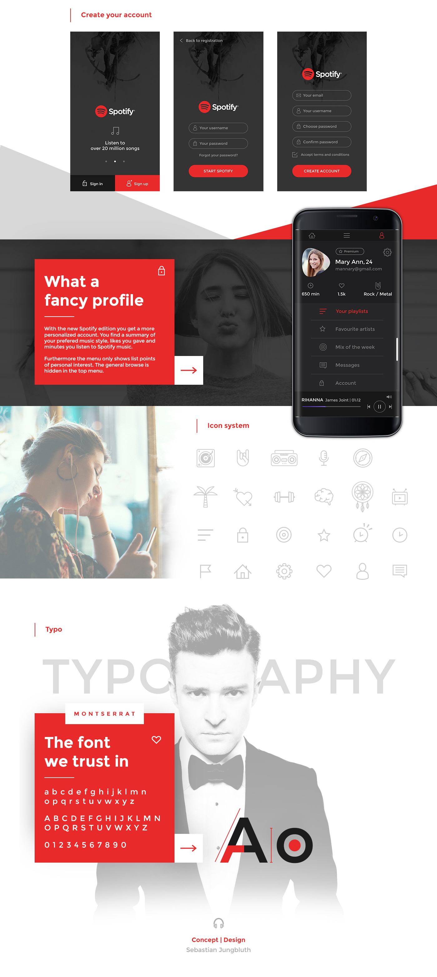 redesign photoshop Responsive Mobile app application UX design gradient colors spotify Music Player mobile interface