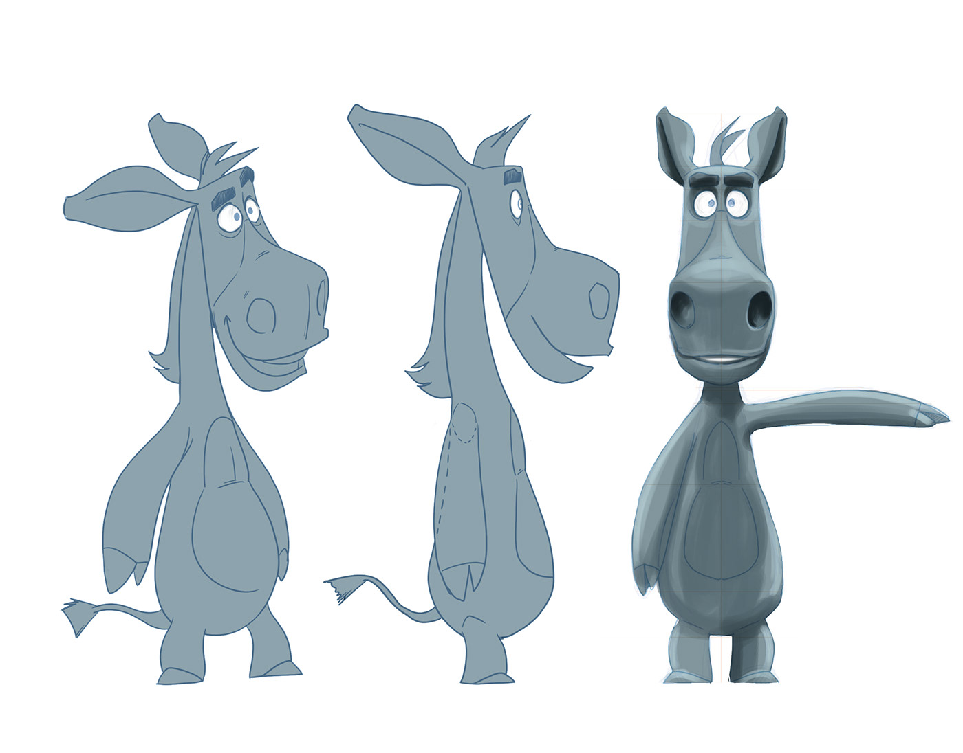 3D model animation  Blueprint Character design  donkey facials mimics rotate sheet sketches Tv serie