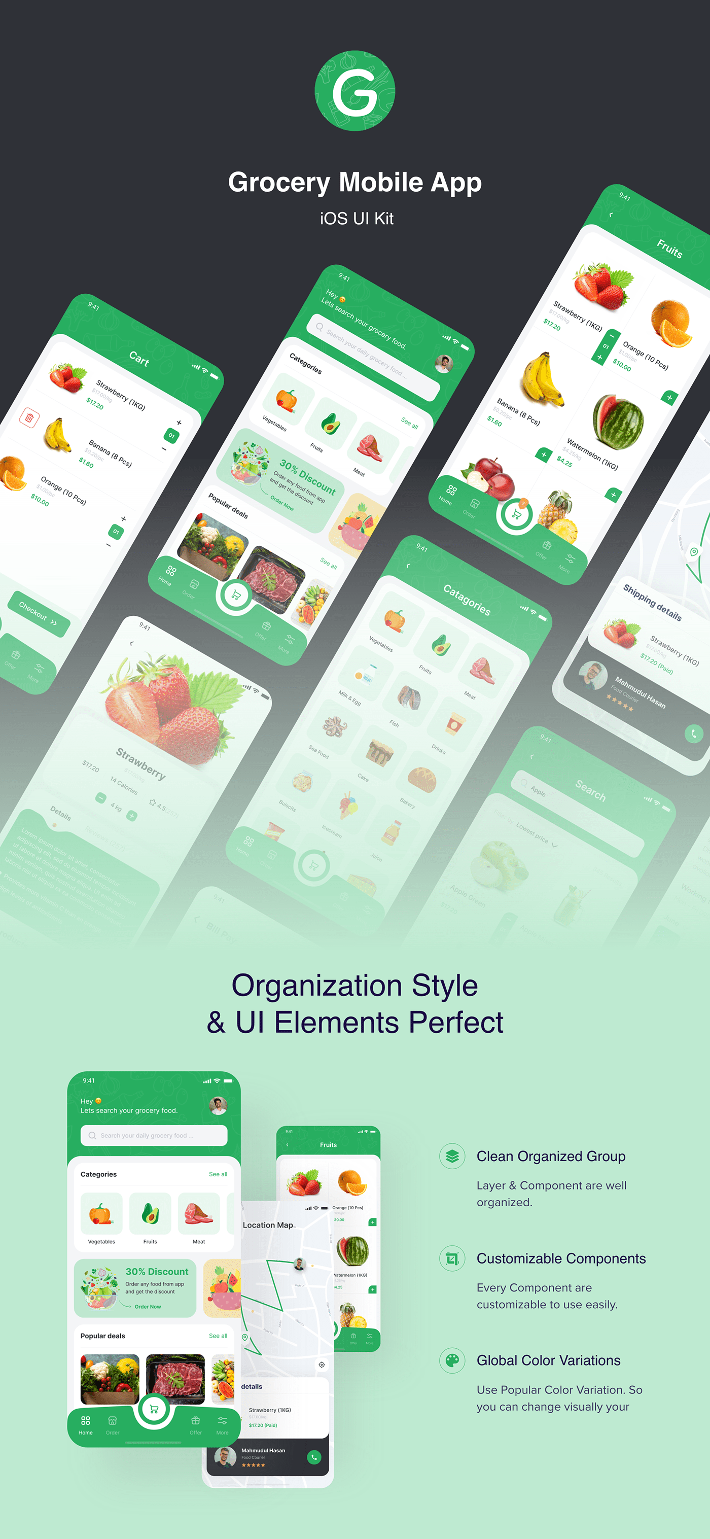 app kit app ui design App UI Kit download Ecommerce Grocery iOS App Mobile app Shopping ui kit