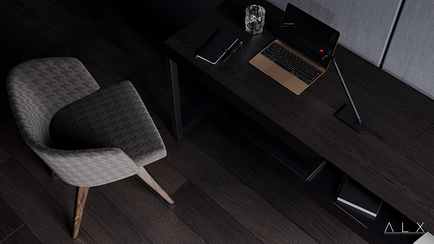 architecture interiordesign workspace apple dark luxury home Interior CoronaRender  minimal