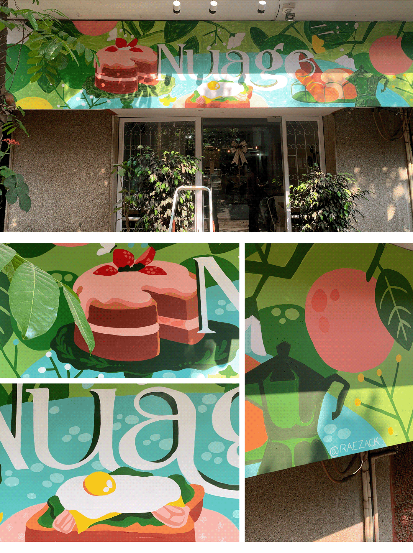 Mural ilustration art painting   cafe sign painting Hand Painted
